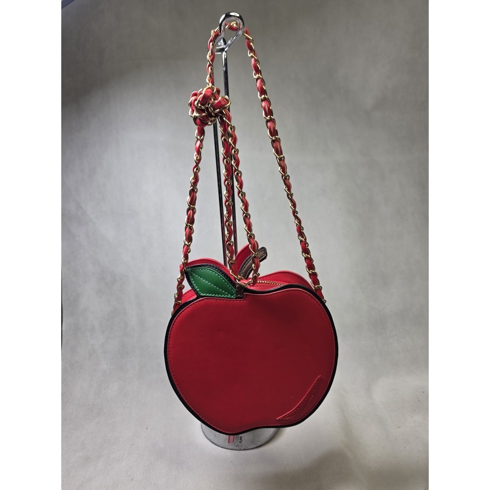 Torrid Red Apple Shape Crossbody Purse Handbag for Women Gold With Red Chain